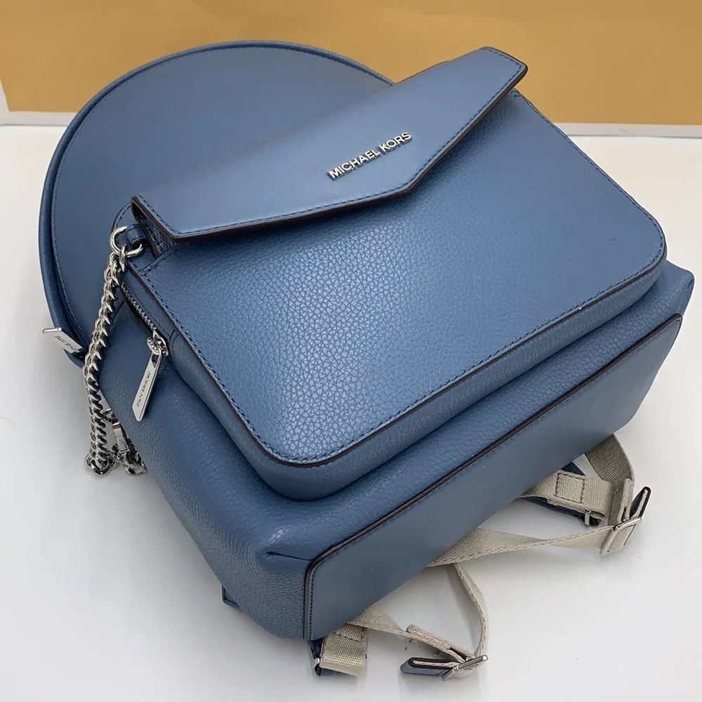 MICHAEL KORS  Maisie Medium Pebbled Leather 2-in-1 Backpack Denim  NWT - Picture 9 of 16